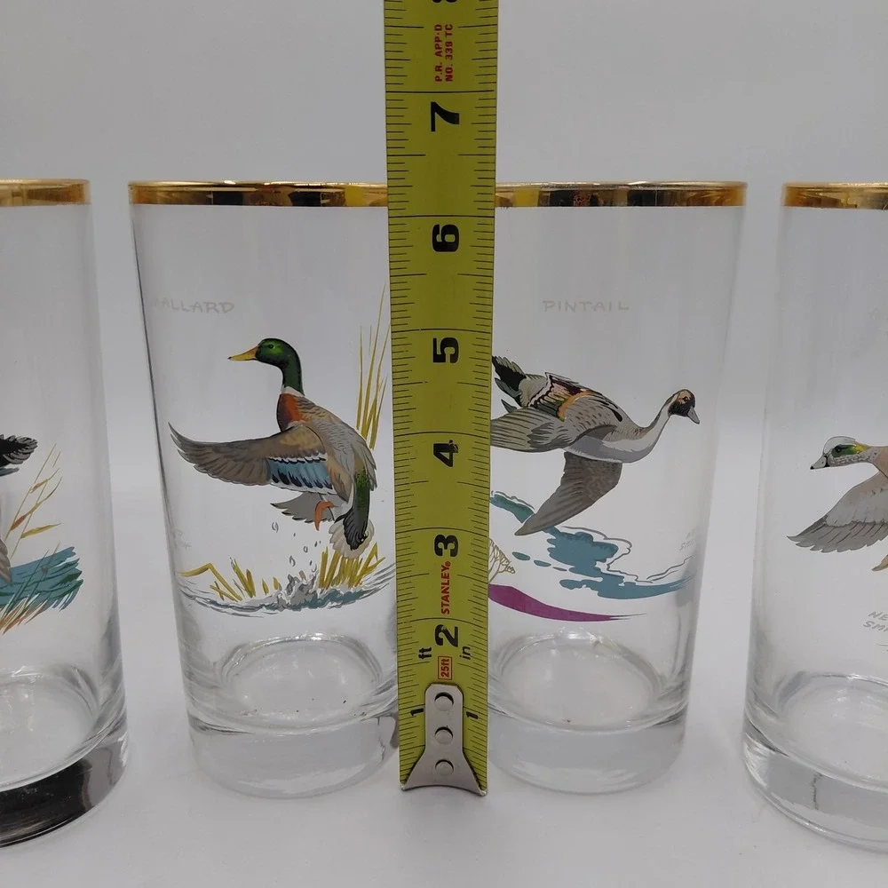 Ned Smith Culvers Highball Glasses Set 4 Duck Waterfowl Cabin Beer Hunting NOS